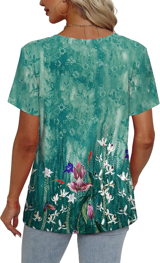 Alaroo Womens Summer Tops 2026 V Neck Short Sleeve Shirts Trendy Dressy Casual Vacation Outfits Printed - Image 4