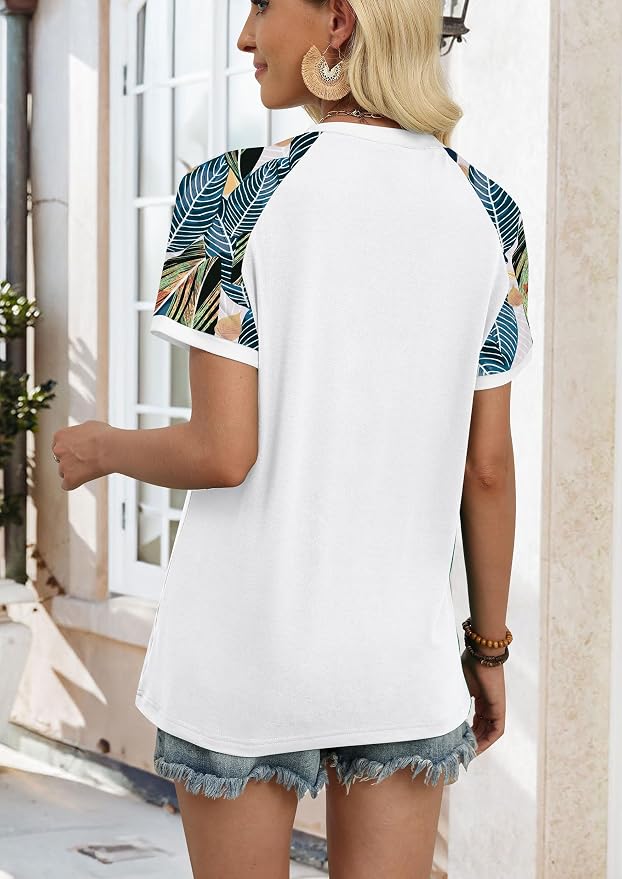 WIHOLL Womens Summer Tops Color Block Short Sleeve Raglan Shirts Spring Fashion Clothes Vacation Outfits - Image 5