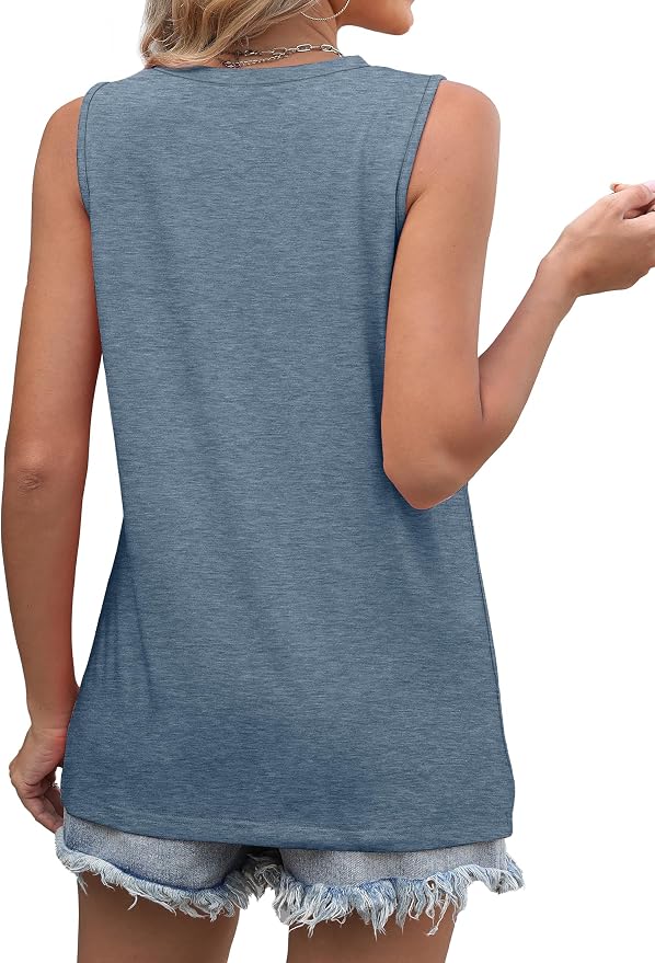 WIHOLL Women's Sleeveless Summer Crewneck Loose Fit Tank Tops - Image 5