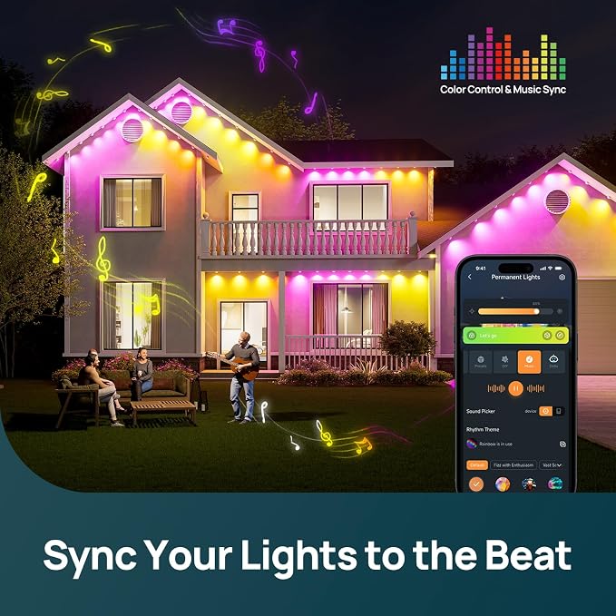 Linkind Permanent Outdoor Lights HP5, 100ft Smart AI RGBTW LED Outdoor Lights for Eave, 85 Scenes Modes, IP67 Waterproof, Works with Alexa,Google Assistant - Image 8