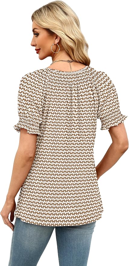 WIHOLL Womens Short Sleeve Square Neck Summer Tops Dressy Casual Blouses Trendy Clothes 2026 - Image 6