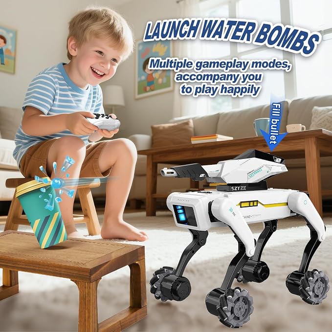 3 in 1 Robot Dog with Wheels Kit, 30+ Bionic Actions, Voice & Remote Control, Programmable Moves, Rechargeable Battery, All-Terrain Stunt Pet Toy for Kids(Removable Claw & Cannon) - Image 7