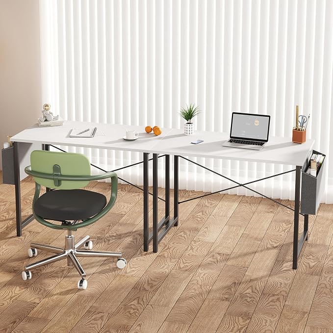 OLIXIS Small Computer Desk, 31 Inch Gaming Desks for Home Office | Writing Study Craft Work Table, Computer Workstation for Bedroom Small Spaces with Storage Bag, White - Image 8