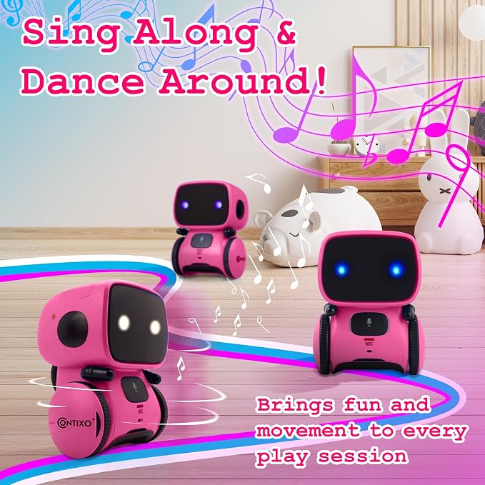 Contixo R1 Kids Robot Toy, Pink Interactive Smart Robots with Voice Control Talking Dancing Learning Touch Sensor Compact Educational Portable Toy for Boys Girls Toddlers 3-8 Years Old Birthday Gifts - Image 6