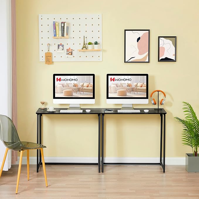 WOHOMO Folding Desk, 31.5" Foldable Computer Table for Small Spaces, Black | Easy Assembly and Fold, Sturdy Home office desks for Study Bedroom Dorm Space Saving Writing Work Apartment - Image 10