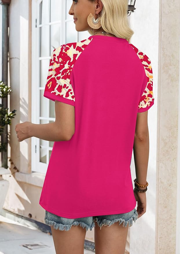 WIHOLL Womens Summer Tops Color Block Short Sleeve Raglan Shirts Spring Fashion Clothes Vacation Outfits - Image 5