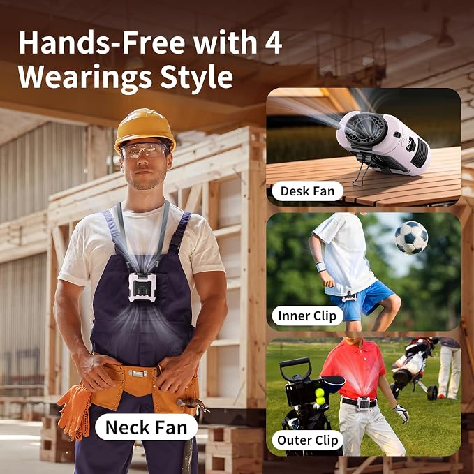 Socool 10000mAh Portable Waist Fan Clip on Wearable Belt Personal Fan Rechargeable Battery Operated With 5 Speeds & Flashlight Neck Hands-Free 40H Cooling For Outdoor Travel Camping Power Bank (Pink) - Image 7