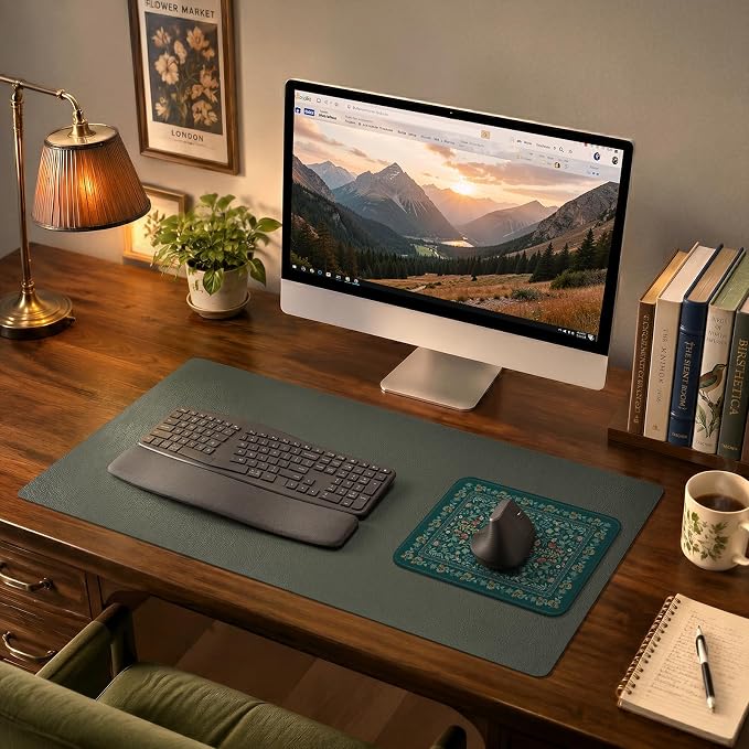 iCasso Aesthetic Small Mouse Pad, 9.5x7.9in,Home Office,Deep Green | Mini Portable Travel Mousepad, Anti-Slip and Comfortable Cloth Mouse Mat with Stitched Edges for Computer, Home - Image 9