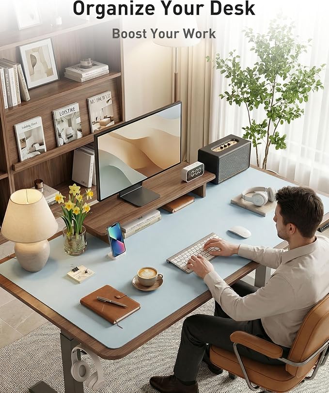 Aothia Faux Leather Desk Mat - Large Mouse Pad, Non-Slip PU Leather Blotter, Waterproof Writing Surface for Office and Home (Baby Blue, 42" x 17") - Image 8