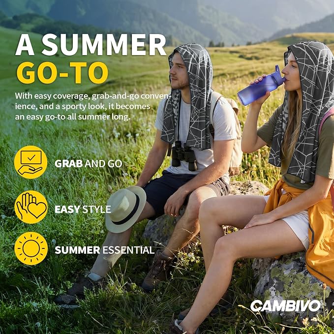 CAMBIVO Cooling Hoodie Towel for Men and Women, Lightweight Breathable Sun Protection Cover for Head, Neck, Ears, Face, Cooling Clothing for Extreme Heat, Sports Outdoors, Travel - Image 9