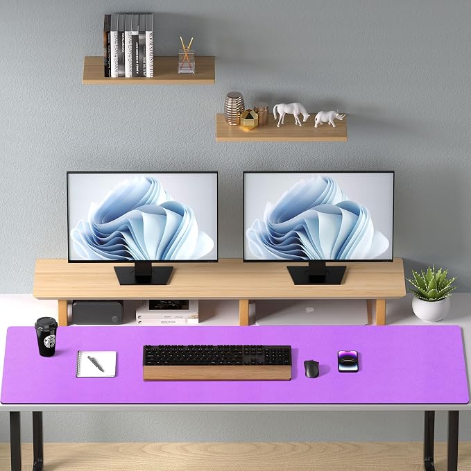 Aothia Leather Desk Pad Protector, Office Desk Mat, Large Mouse Pad, Non-Slip PU Leather Desk Blotter, Laptop Desk Pad, Waterproof Desk Writing Pad for Office and Home (48"x17", Iris Violet) - Image 9