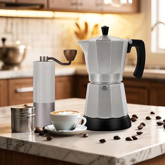 Electric Moka Pot, 3 or 6 Cup Espresso Coffee Maker, Silver | Food-grade aluminum, dose reduction plate, boil-dry protection, auto-stop, detachable base, for Cuban and Italian coffee - Image 7