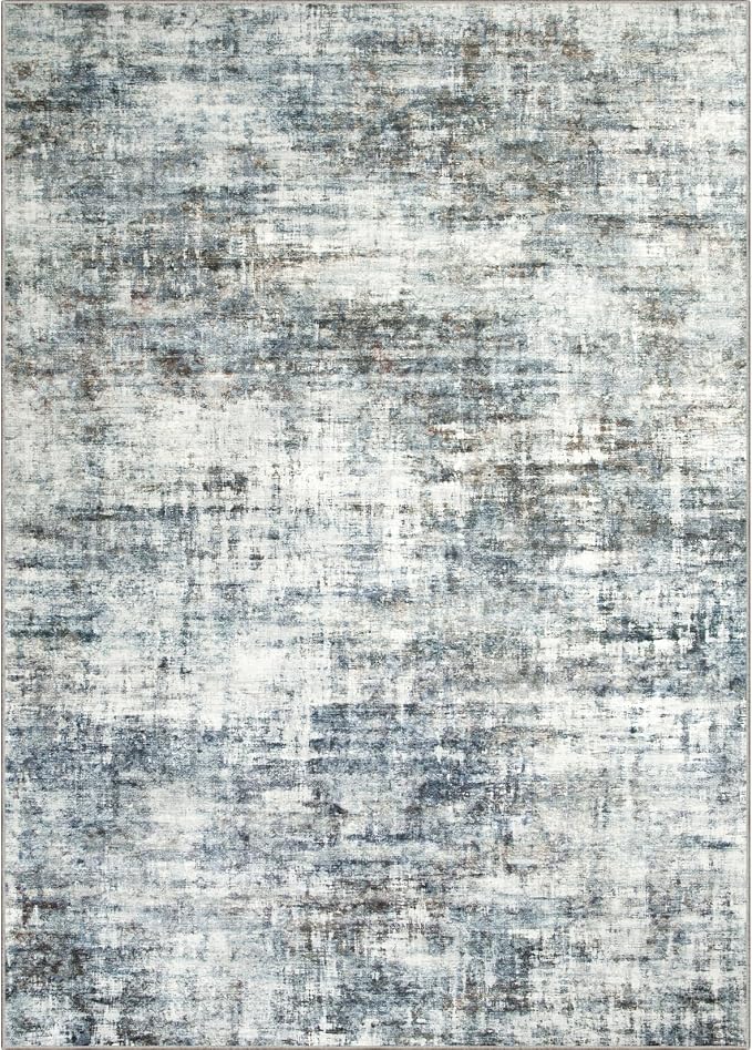 6x9 Area Rugs Washable Rug: Large Modern Abstract Living Room Rug Soft Anti-Skid Thin Carpet Indoor Floor Non-Shedding Carpets for Bedroom Dining Room Farmhouse Nursery Home Office Blue Multi - Image 8
