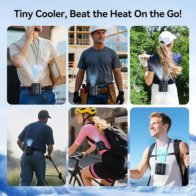 KIMMOO AI Portable Rechargeable Waist Fan with Ice Cooler, 24H Max Cooling, 100-Speed 20000RPM Turbo Cooling Battery Personal Fan, Hands-Free Shirt/Belt/Neck Fan for Work Outdoor Travel, Black - Image 9