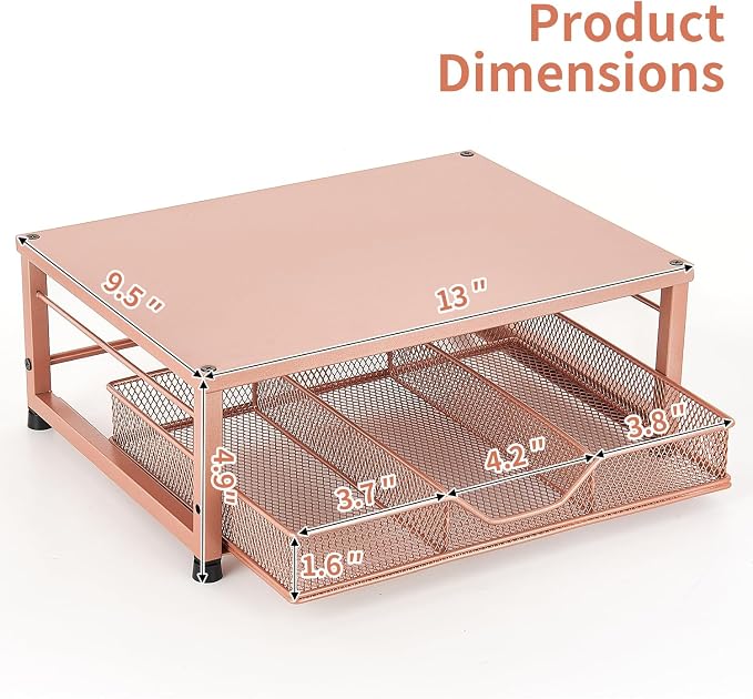 Small Laptop Stand for Desk, Monitor Stand Riser, Office Desk Accessories, Computer Desktop Stand with Drawer for Home, Office, School (Bronze) - Image 6