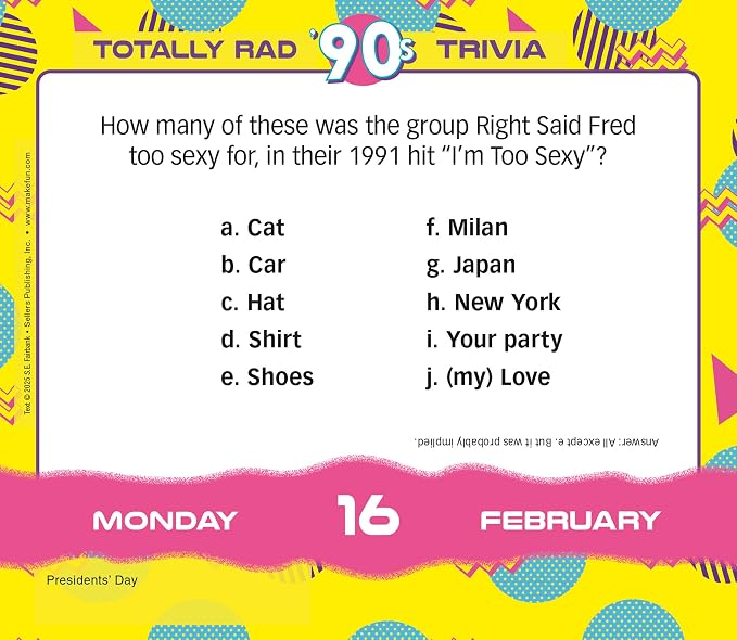 Totally Rad 90s Trivia 2026 Daily Desk Calendar: Boxed Page-a-Day Throwback Quiz Calendar with Day-to-Day Pop Culture, Games & Iconic 90s Moments - Image 6