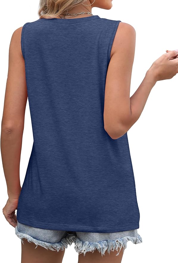WIHOLL Women's Sleeveless Summer Crewneck Loose Fit Tank Tops - Image 4