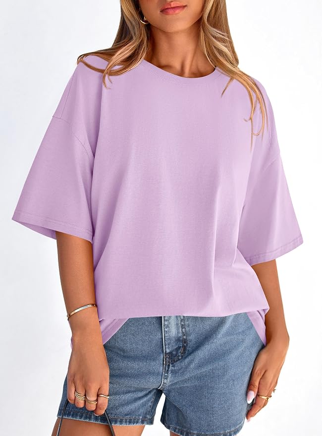 PRETTYGARDEN Womens 2026 Spring Going Out Tops Casual Short Sleeve Crewneck Loose Fit Basic Oversized T Shirts Summer Outfits - Image 8