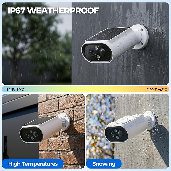 AlkiVision Solar Security Cameras Wireless Outdoor - 2K Night Color Vision Cameras for Home Security, AI Motion Detection, 360° View, Spotlight, 2-Way Audio, Siren, IP67 Waterproof, SD/Cloud Storage - Image 7