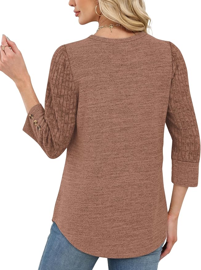 WIHOLL 3/4 Length Sleeve Womens Tops Sweaters Shirts Lightweight Spring Outfits 2026 Winter Clothing S-2XL - Image 5