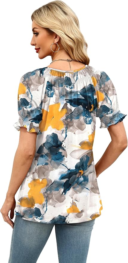 WIHOLL Womens Short Sleeve Square Neck Summer Tops Dressy Casual Blouses Trendy Clothes 2026 - Image 6