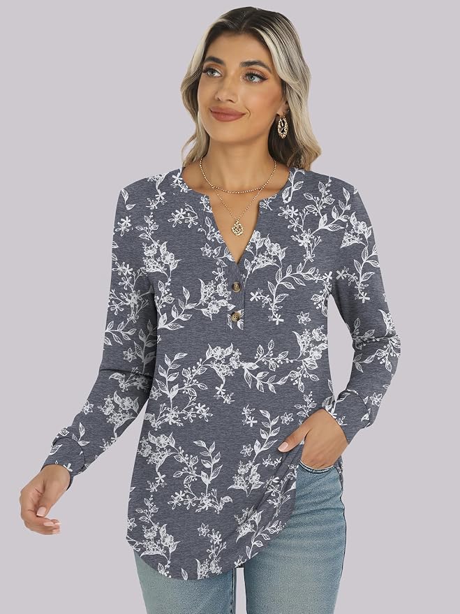 ANRABESS Women's Long Sleeve Shirts 2026 Spring Fashion Dressy Casual Tops Trendy Henley Blouses Cute Work Outfits Clothes - Image 6