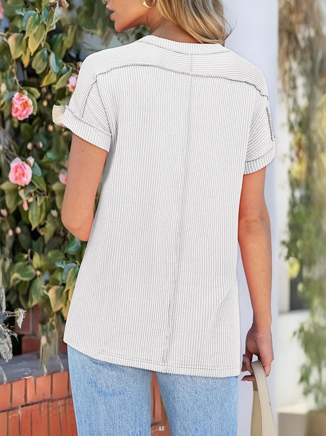 ANRABESS Womens Short Sleeve Crewneck Shirts Ribbed Knit High Low Hem T Shirt 2026 Summer Spring Casual Tops Trendy Clothes - Image 6