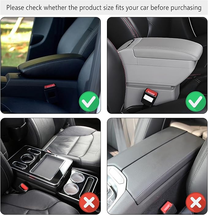 Stacool Upgraded Car Center Console Cover,Microfiber Leather Car Armrest Cover Cushion with 2 Storage Bags,Universal Car Armrest Storage Box (Black) - Image 7