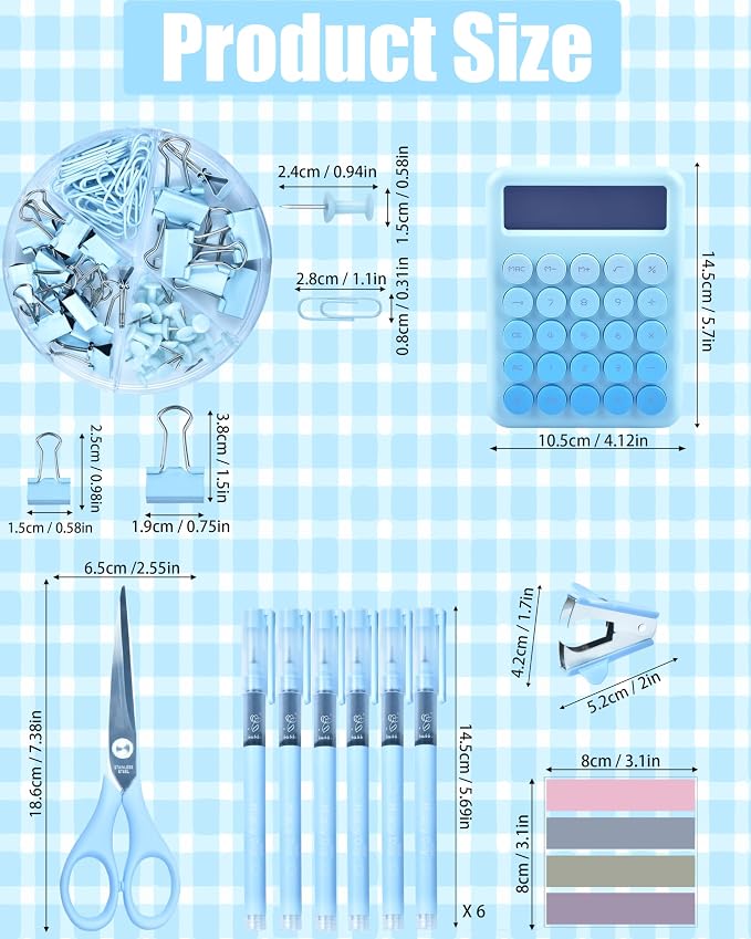 LXEVIHK 20Pcs Blue Desk Organizers and Accessories With Mesh Desk Organizer and 360°Rotating Pen Holder and a Lot of Office Blue Office Supplies Beautifully Presented in a Gift Box - Image 7