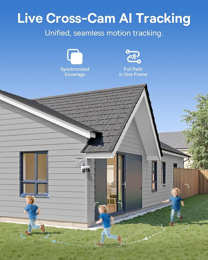 Baseus X1 Pro Dual-Tracking Solar Security Camera Outdoor Wireless, Dual 3K AI Cameras, 300° Pan, Color Night Vision, 8× Zoom, Local Storage up to 512GB, IP65, No Subscription - Image 9