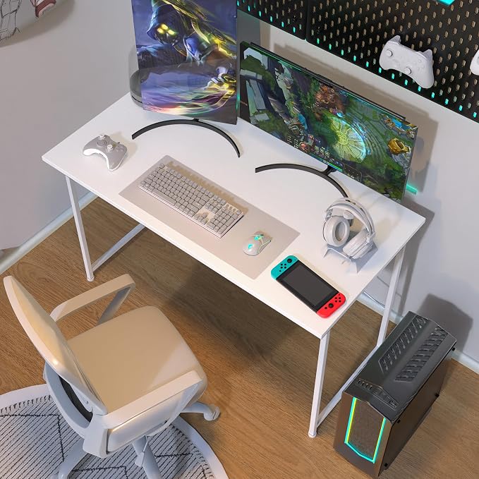 Small Space Writing Desk with Headphone Hooks, Modern Simple Design, Suitable for Study, Home Office and Living Room - Image 6