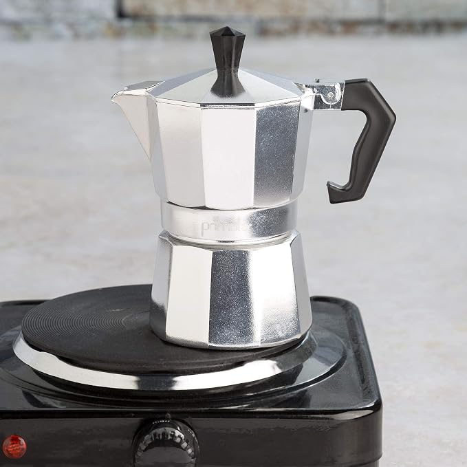 Primula Classic Stovetop Espresso and Coffee Maker, Moka Pot for Italian and Cuban Café Brewing, Greca Coffee Maker, Cafeteras, 3 Espresso Cups, Silver - Image 8