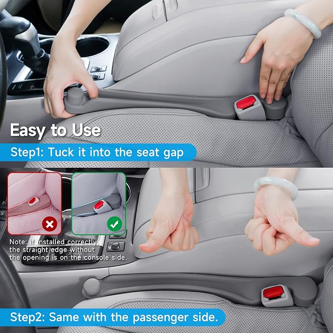 Givifive Car Seat Gap Filler Set of 2, 3IN1 Seat Side Gap Filler Plug with Storage Slot & Hook Function, Soft Foam Universal Fit Car SUV Truck Fill Gap Between Seats Console Organizer(Narrown Gray) - Image 9