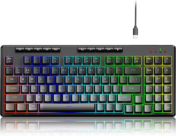 Redragon K517 Pro Wired Gaming Keyboard, RGB Backlit, Mechanical Feel 94 Keys Computer Keyboard with 4 Macro Keys, Number Pad, Anti-Ghosting, 4000mAh Battery for Win/MAC, PS4/5, Xbox - Image 8