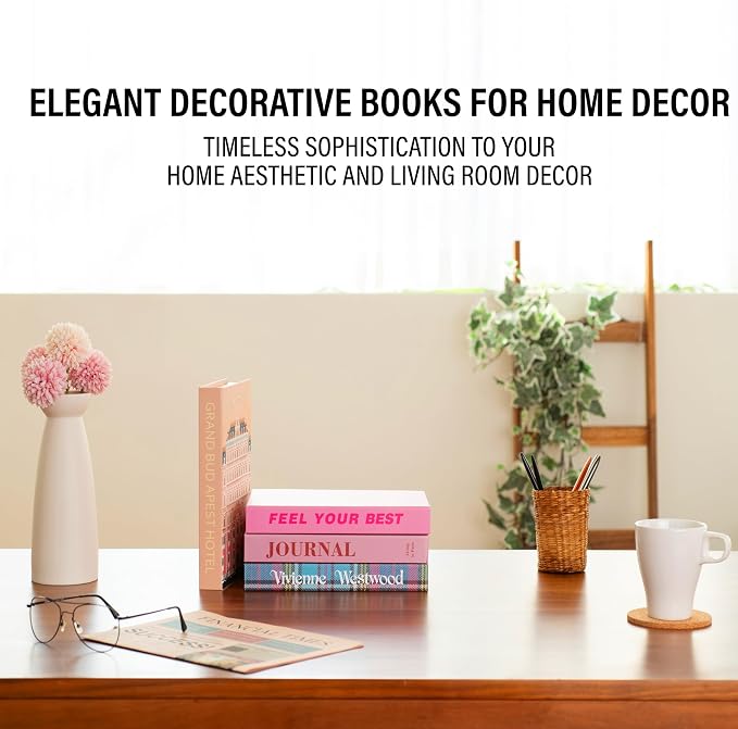 PROBENEX 4 Pcs Decorative Books | Faux Velvet Coffee Table & Shelf Decor | Rich Moody Look for Living Room, Office and Entryway - Not Real, Tool-Free 2-Min Setup - Image 9