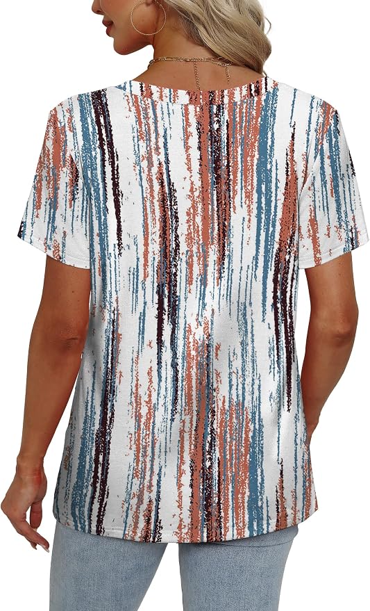 Alaroo Womens Summer Tops 2026 V Neck Short Sleeve Shirts Trendy Dressy Casual Vacation Outfits Printed - Image 4