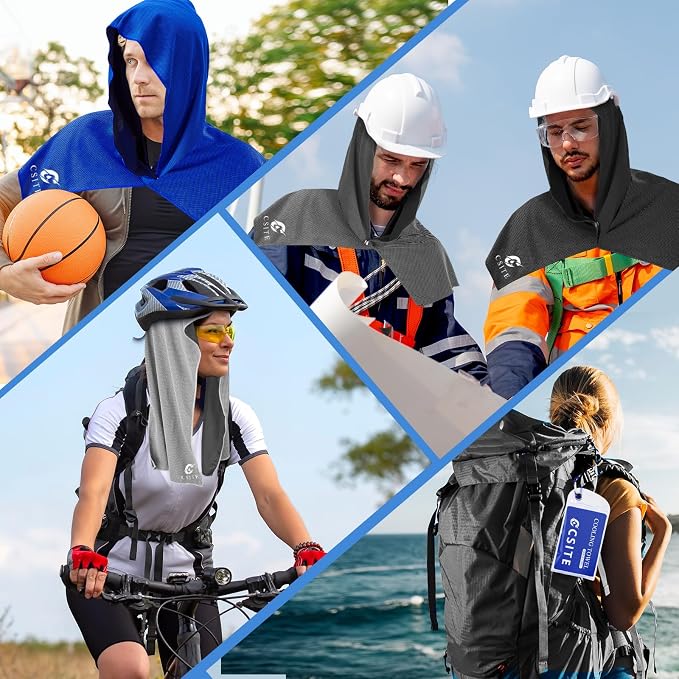 CSITE 3 Pack Cooling Hoodie Towels for Neck and Face, UPF 50 Sun Protection & Instant Cooling, Ice Towels for Hot Weather, Soft Breathable Towel for Sport, Work Out, Gym, Camping & More Activities - Image 7