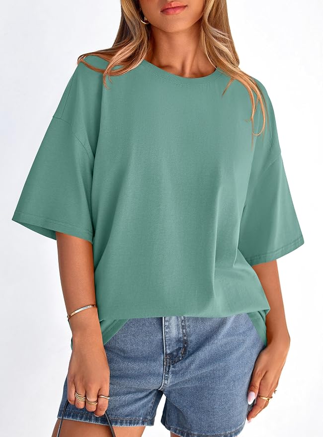 PRETTYGARDEN Womens 2026 Spring Going Out Tops Casual Short Sleeve Crewneck Loose Fit Basic Oversized T Shirts Summer Outfits - Image 8