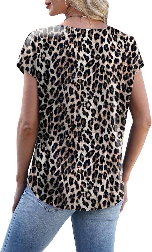 WIHOLL Womens Satin Summer Tops Cap Short Sleeve Blouses V Neck Shirts Business Casual Outfits Fashion Clothing 2026 - Image 6