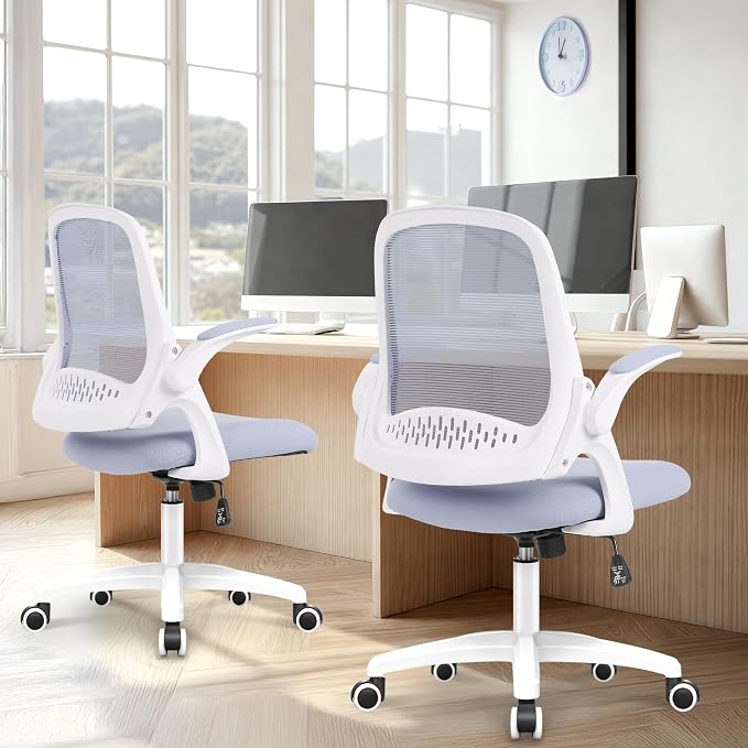 NEO CHAIR Office Desk Gaming Ergonomic Computer Chair with Lumbar Back Support Adjustable Height Swivel Rolling Wheels Flip-up Arms Mesh Chair for Home Vanity (Purple) | Lumbar Support, Height Adjustment, 360° Swivel and Rolling Base, Space-Saving Desi... - Image 8