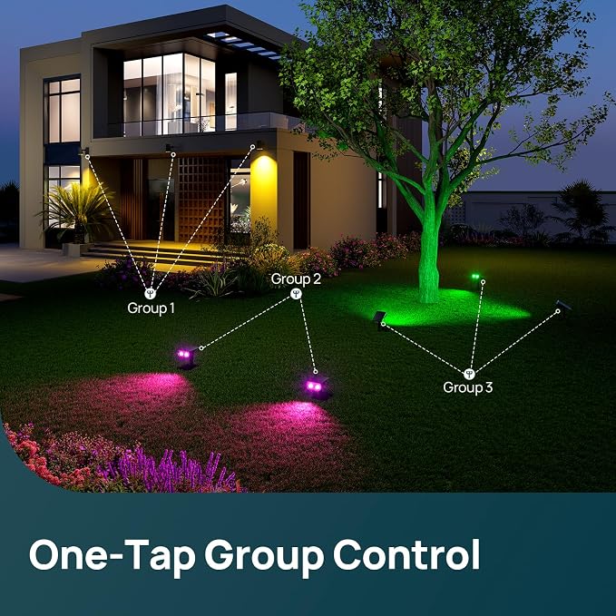 Linkind Smart Solar Spot Lights Outdoor SL5C, Solar Lights Outdoor Spotlight Cool/Warm White/Color Changing, APP/Voice Control IP67 Landscape Lighting for Yard, Garden, Pathway(2 Pack) - Image 9