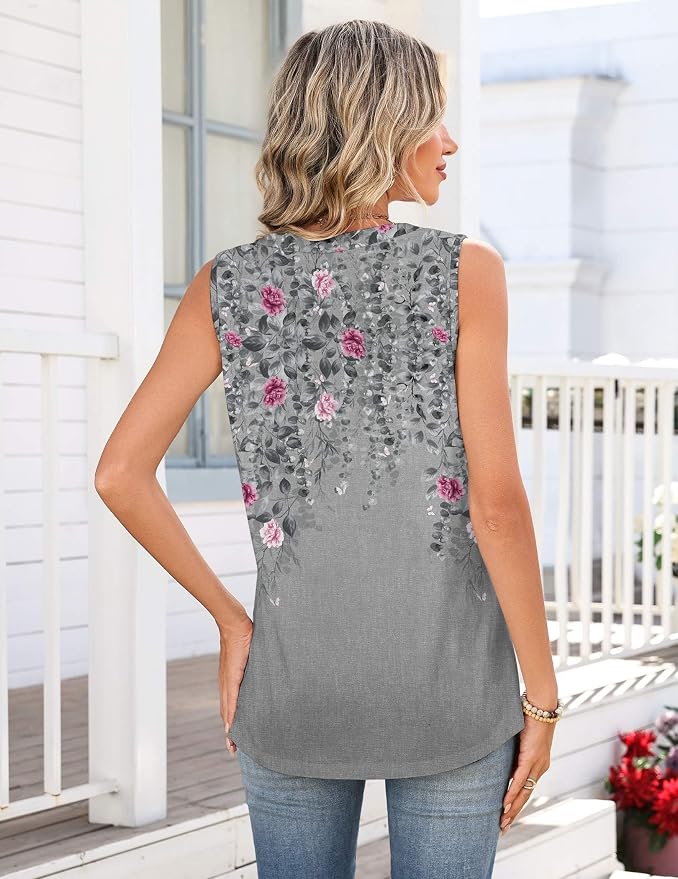 Zeagoo Tank Tops for Women 2026 Summer Top Henley Shirts Dressy Casual Loose Fit V-Neck Button Down Sleeveless Tshirt Blouse - Image 5