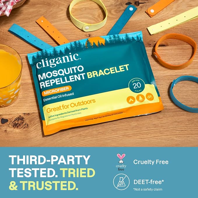 Cliganic Mosquito Repellent Microfiber Bracelets (20 Pack) - for Adults and Kids, DEET Free Wristbands - Image 9