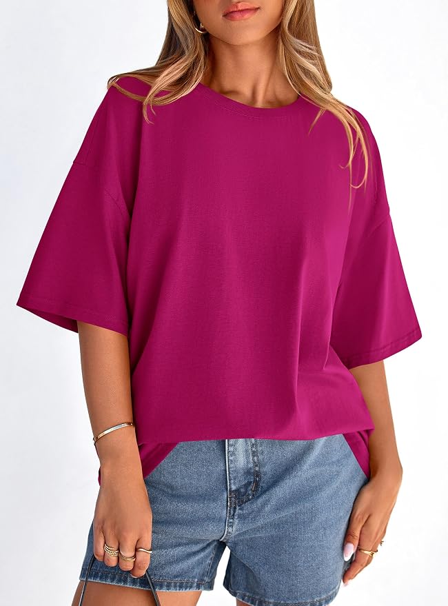 PRETTYGARDEN Womens 2026 Spring Going Out Tops Casual Short Sleeve Crewneck Loose Fit Basic Oversized T Shirts Summer Outfits - Image 8