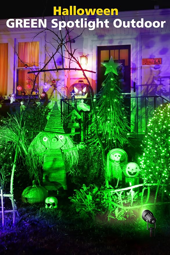T-SUN Green Spotlight Outdoor, Waterproof LED Landscape Lighting with US Plug, Easy Install 270° Adjustable Outdoor Spot Lights for Garden Tree Yard Decor - Image 8