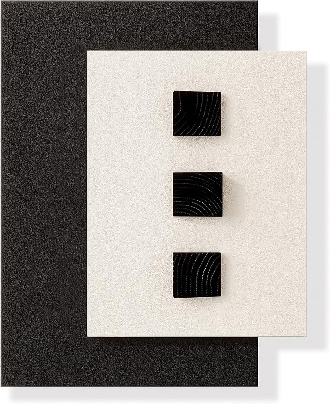 Cuspin Large 3D Wood Wall Art for Living Room, Minimalist Black and White Geometric Wall Decor, Modern Textured Wooden Blocks Artwork for Bedroom Dining Room Office Hallway - Image 8