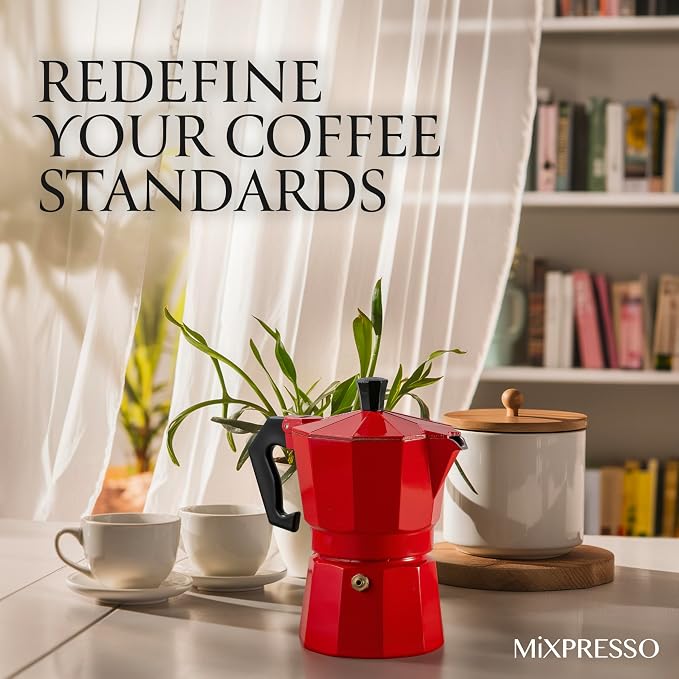 Mixpresso 3 Cup Moka Pot Stovetop Espresso Maker, Italian Cuban Coffee Pot | 5oz aluminum Italian coffee maker for gas and electric stovetops, small design for traditional espresso-style coffee at home - Image 9
