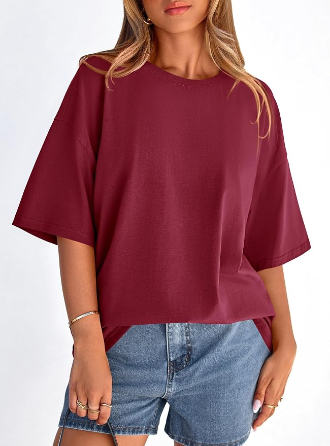 PRETTYGARDEN Womens 2026 Spring Going Out Tops Casual Short Sleeve Crewneck Loose Fit Basic Oversized T Shirts Summer Outfits - Image 8