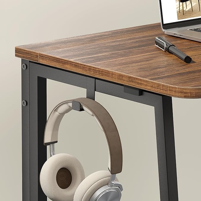 WOHOMO Folding Desk, 47.2" Foldable Computer Table for Small Spaces, Walnut | Easy Assembly and Fold, Sturdy Home office desks for Study Bedroom Dorm Space Saving Writing Work Apartment - Image 8