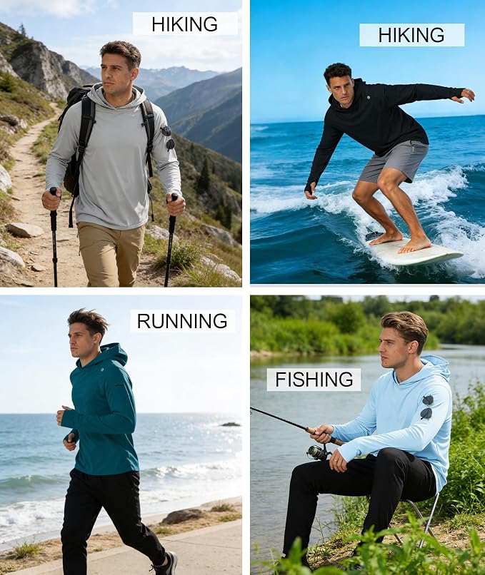 ZITY Men's Sun Protection Shirts Long Sleeve Rash Guard Hoodie UV UPF 50+ Fishing Running Athletic Sweatshirts - Image 6